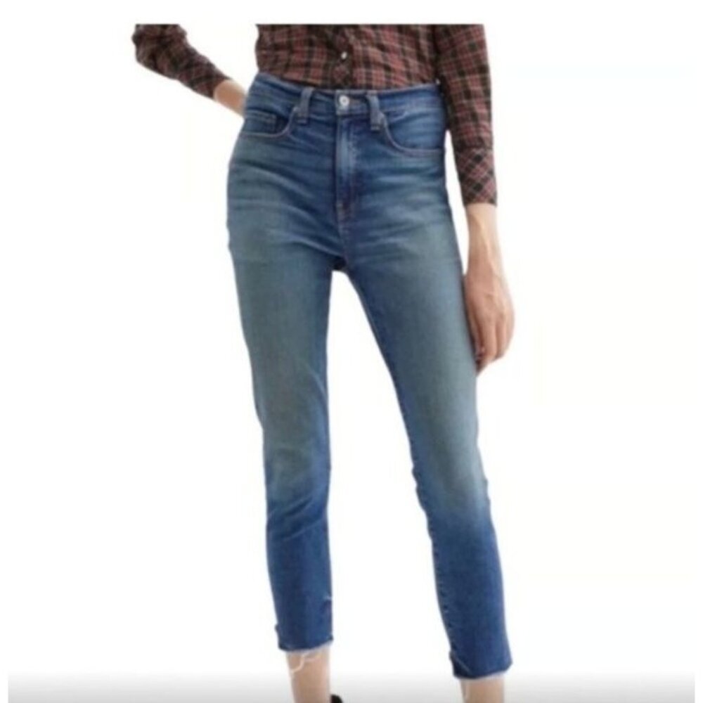 Nili Lotan Mid Rise Raw Hem Jeans Womens Size 25 Ocean Wash Blue Stretch Denim